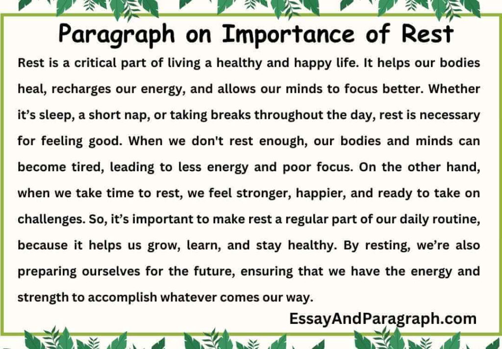 Paragraph on Importance of Rest