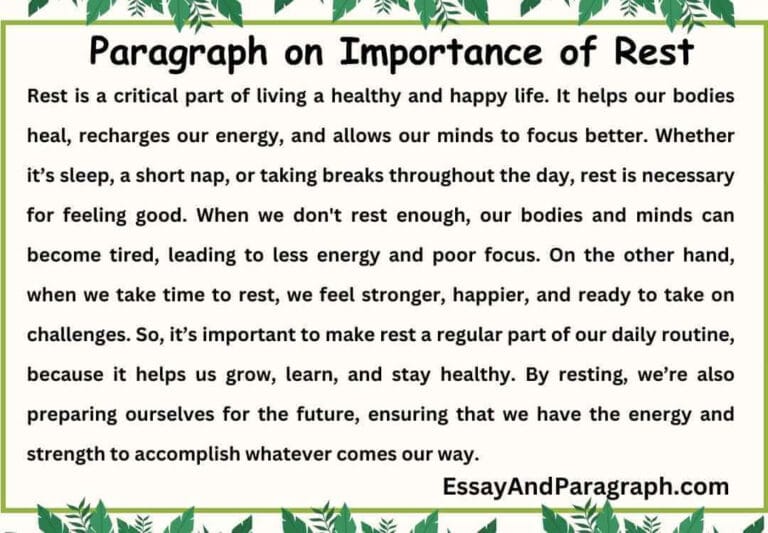 Paragraph on Importance of Rest [100, 150, 200, 250 And 300 words]