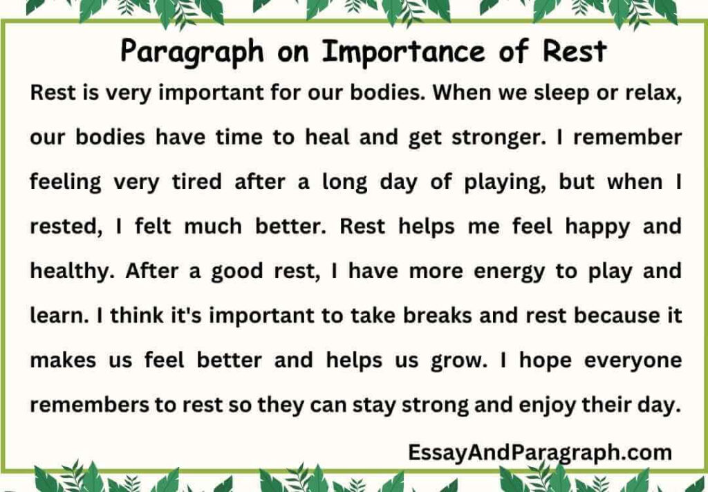 Paragraph on Importance of Rest