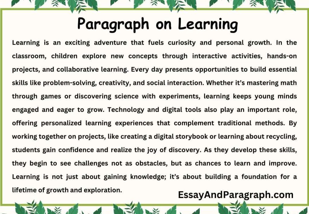Paragraph on Learning