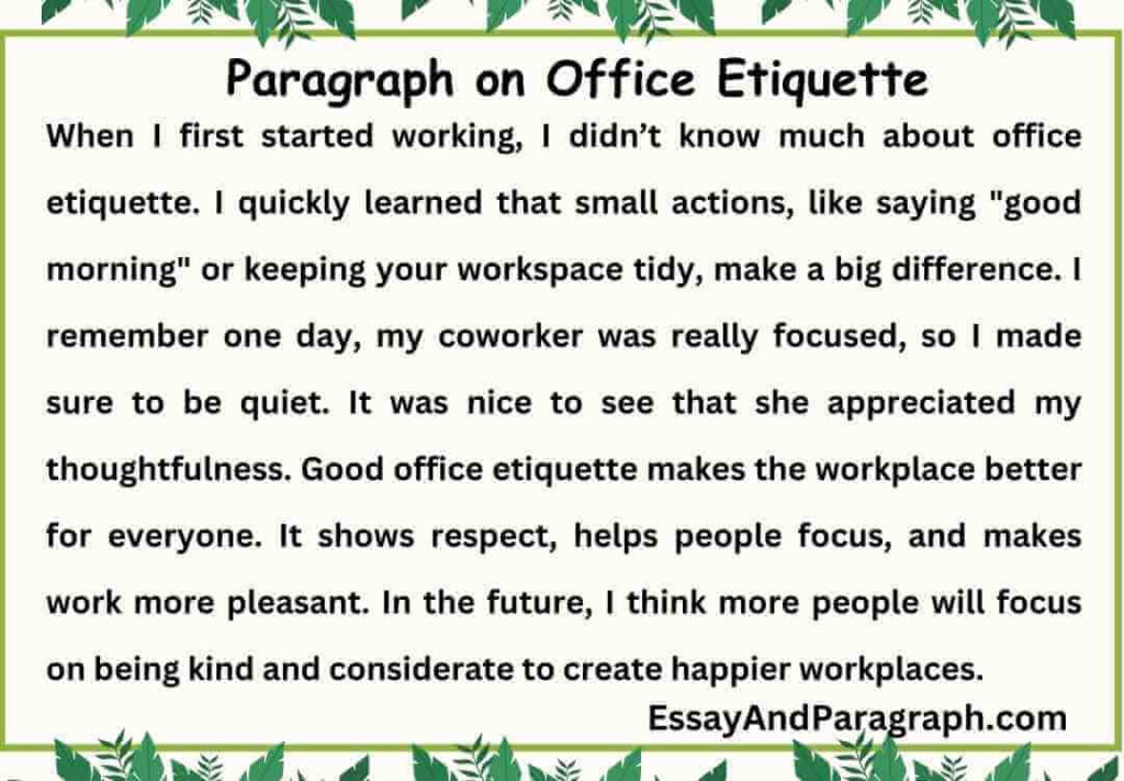 Paragraph on Office Etiquette