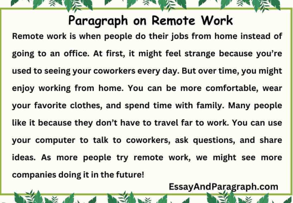 Paragraph on Remote Work