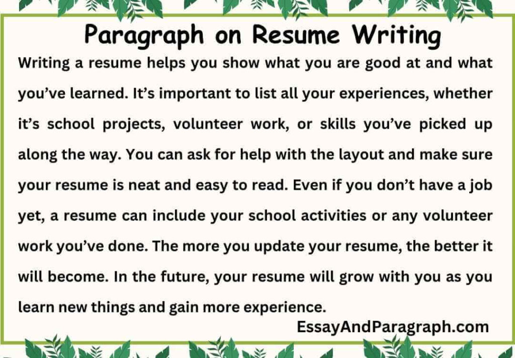 Paragraph on Resume Writing