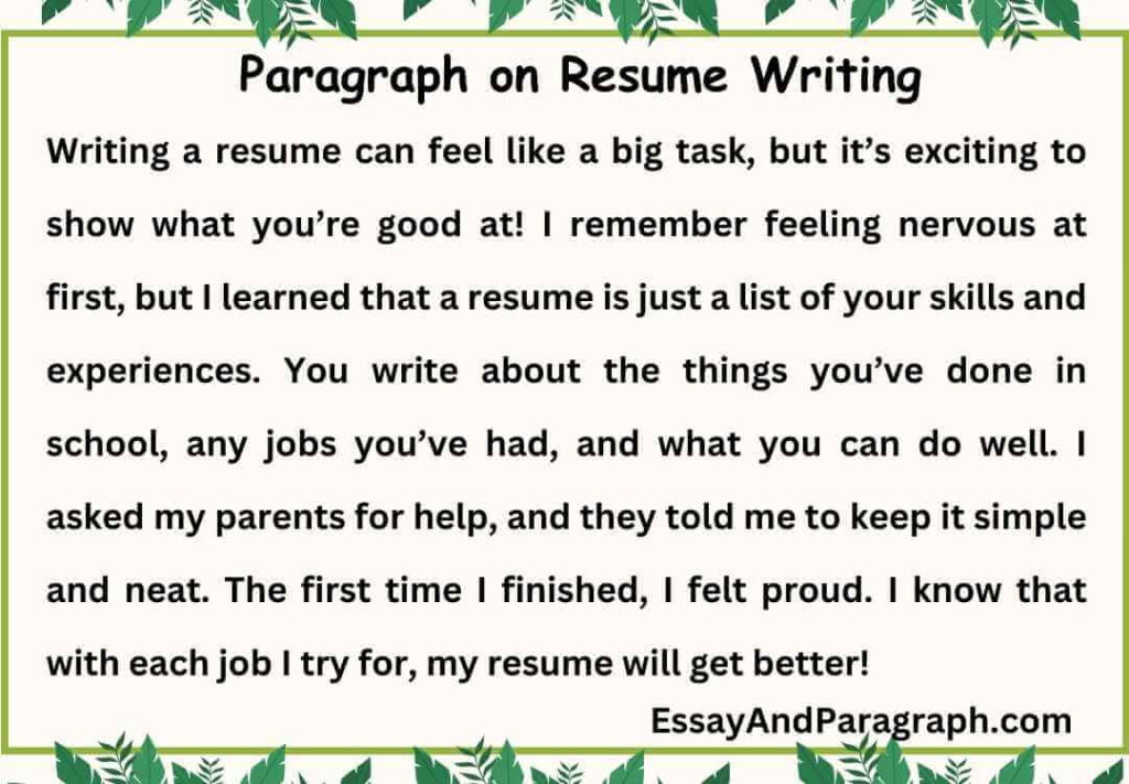 Paragraph on Resume Writing