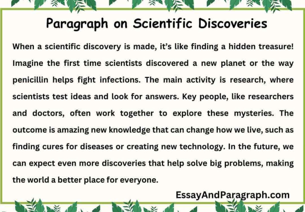 Paragraph on Scientific Discoveries