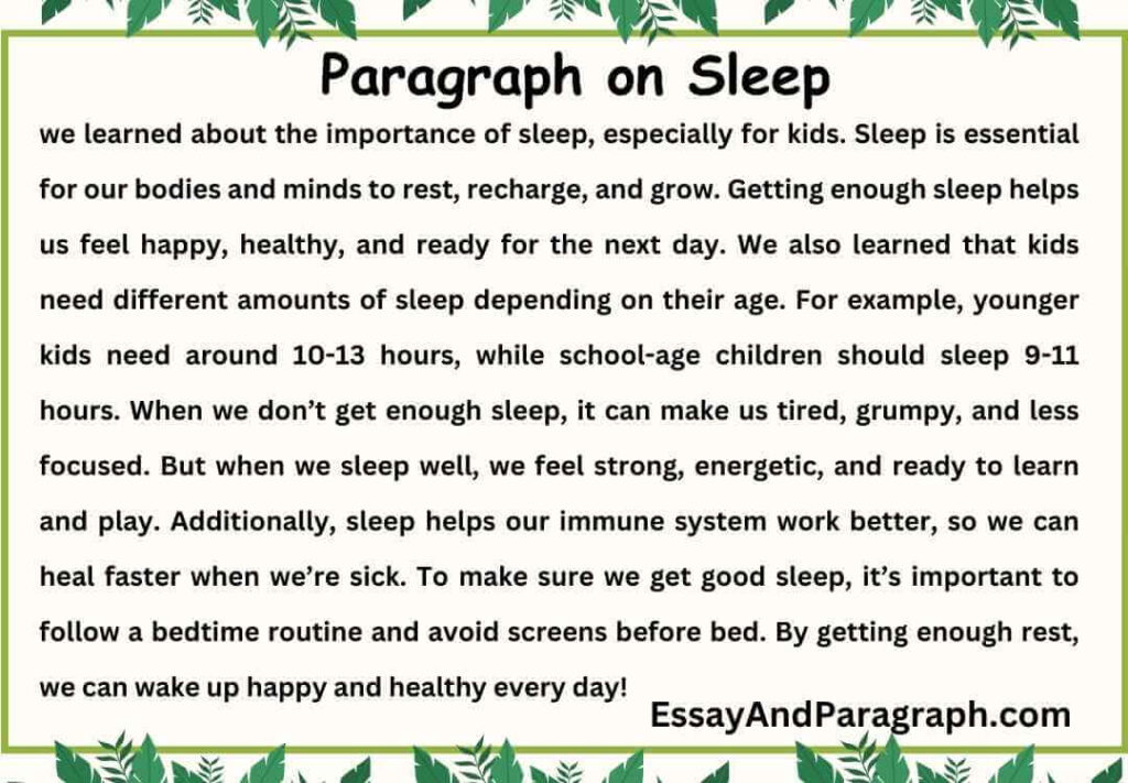 Paragraph on Sleep
