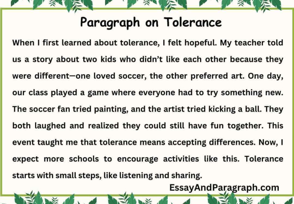 Paragraph on Tolerance