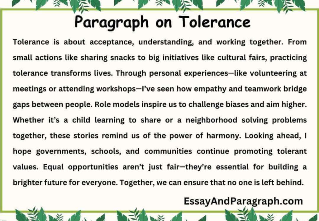 Paragraph on Tolerance