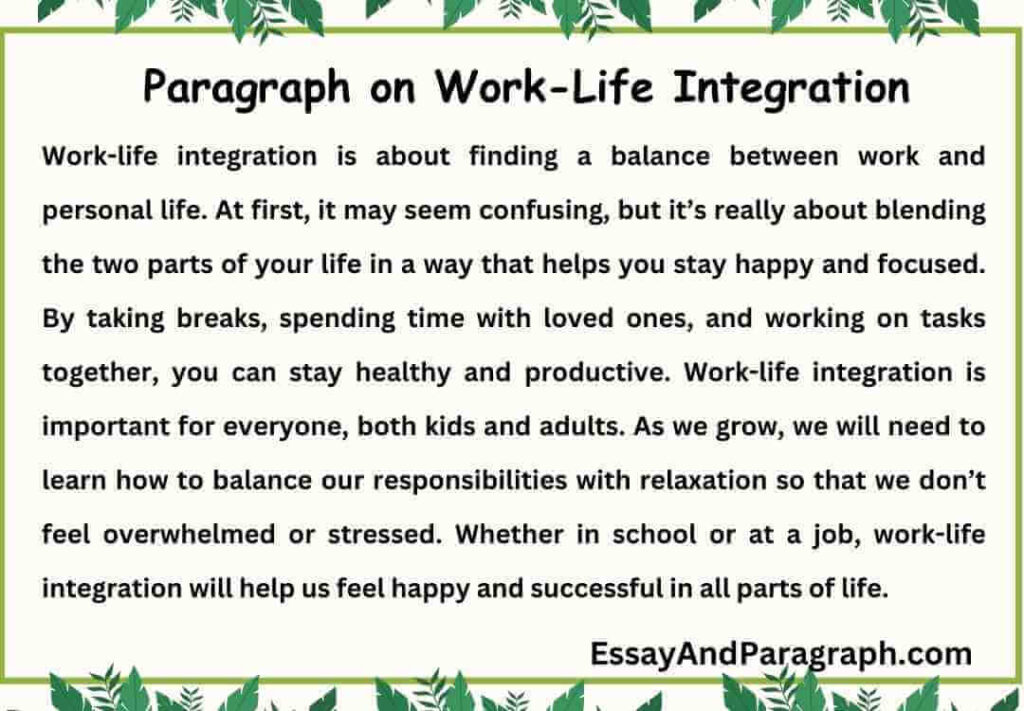 Paragraph on Work-Life Integration