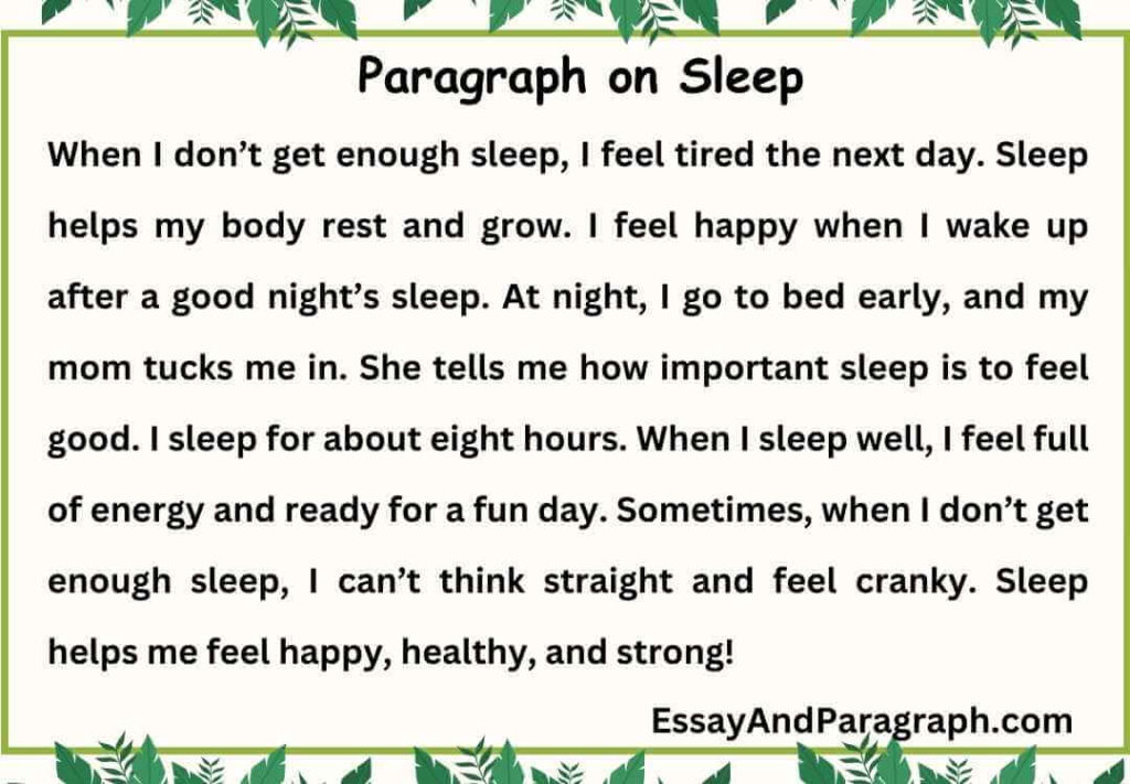 Paragraph on Sleep