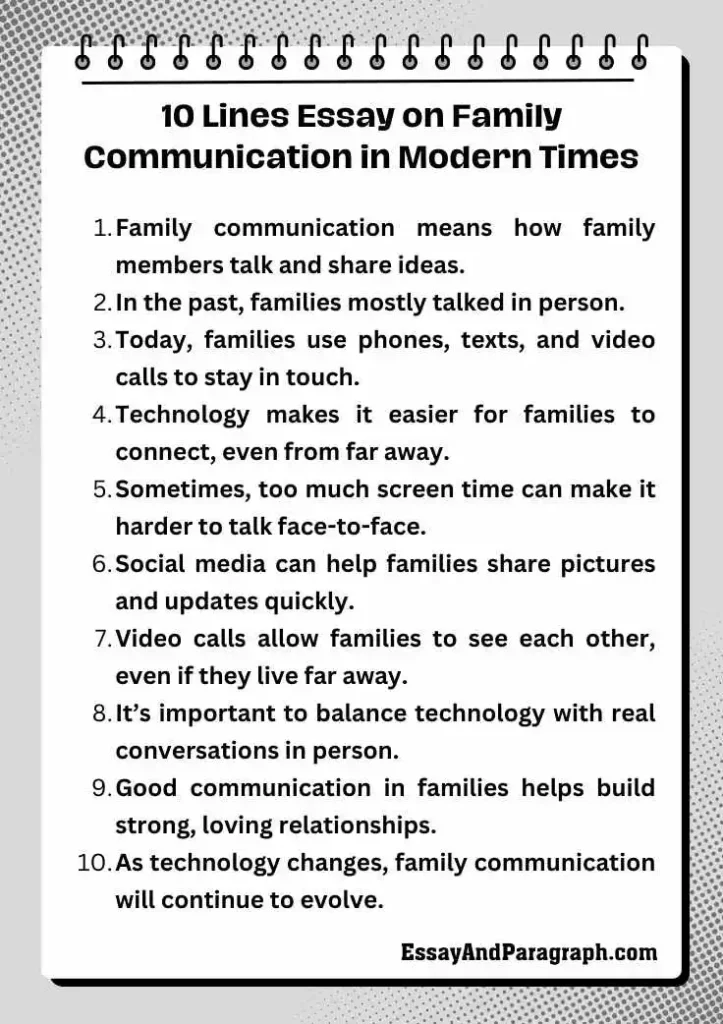 10 Lines Essay on Family Communication in Modern Times