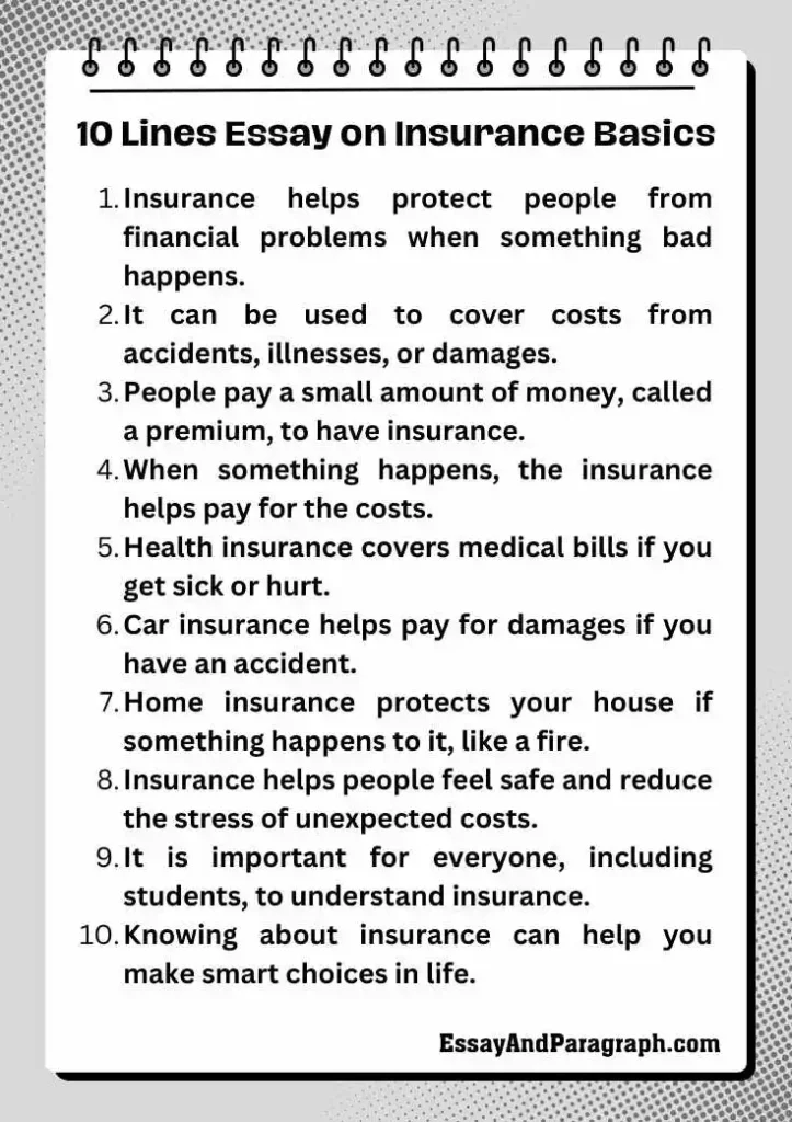 10 Lines Essay on Insurance Basics
