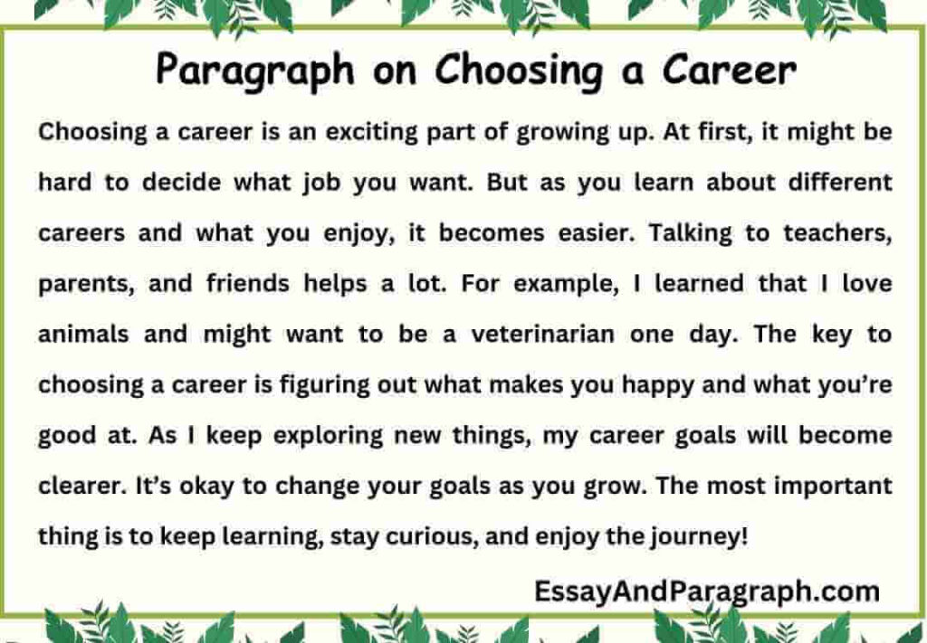 Paragraph on Choosing a Career