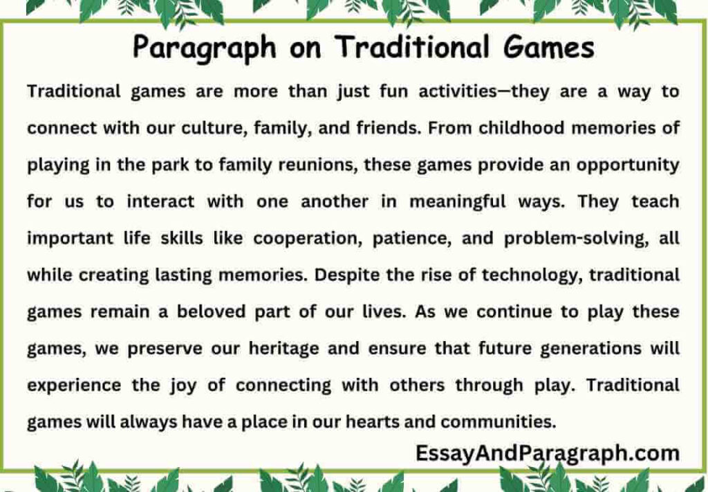 Paragraph on Traditional Games