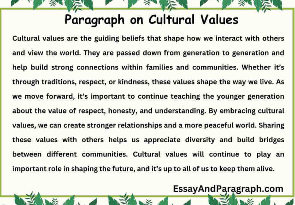 Paragraph on Cultural Values