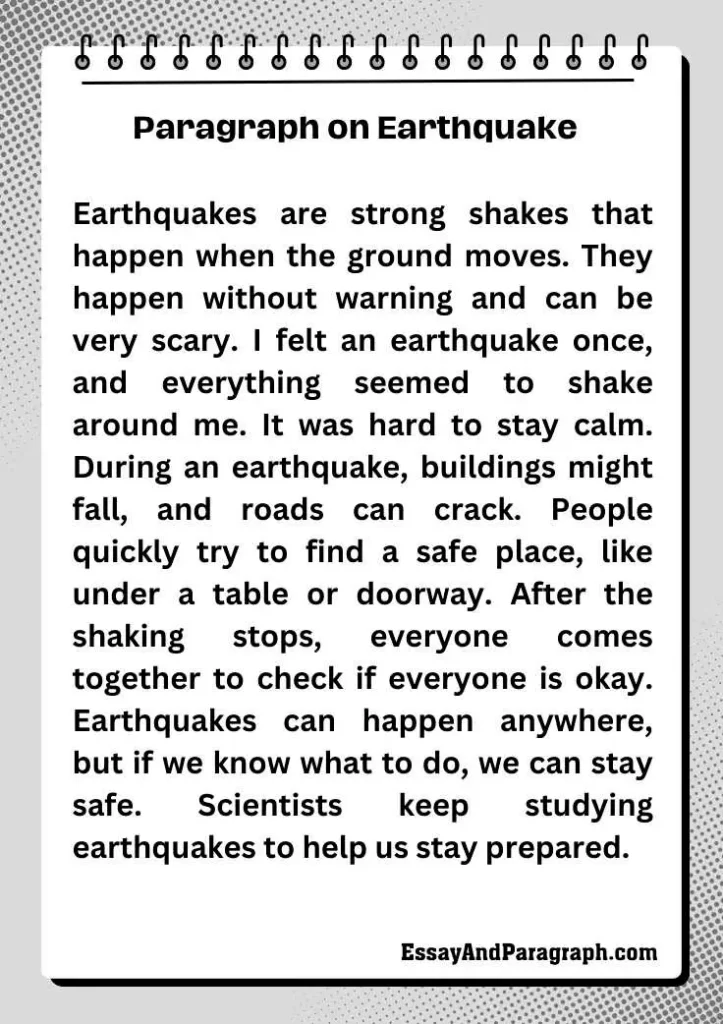 Best Paragraph on Earthquake