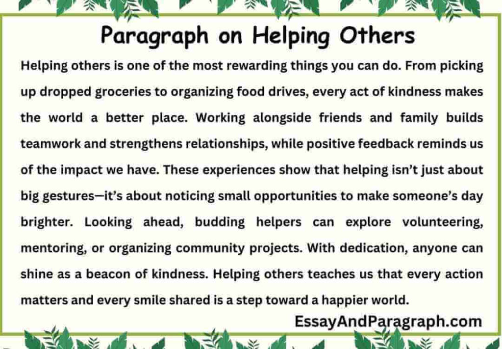Paragraph on Helping Others