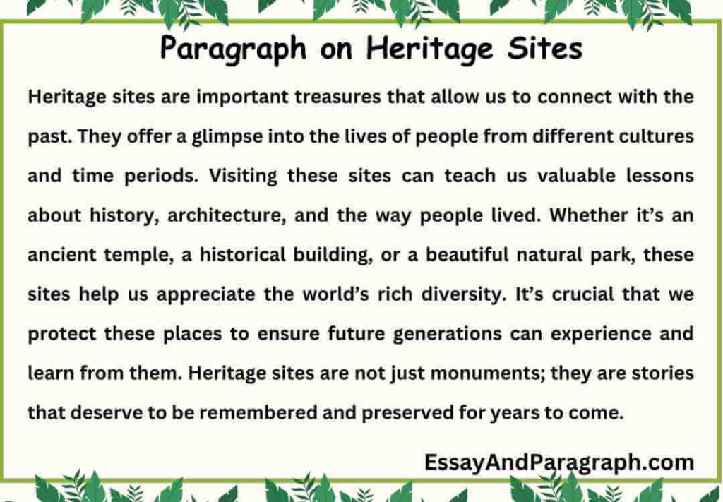 Paragraph on Heritage Sites
