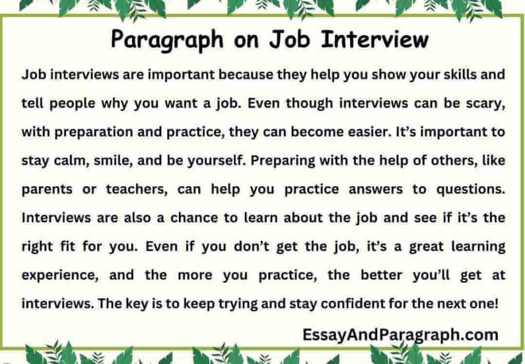 Paragraph on Job Interview