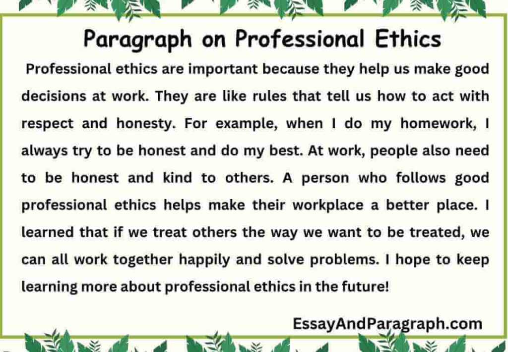 Paragraph on Professional Ethics