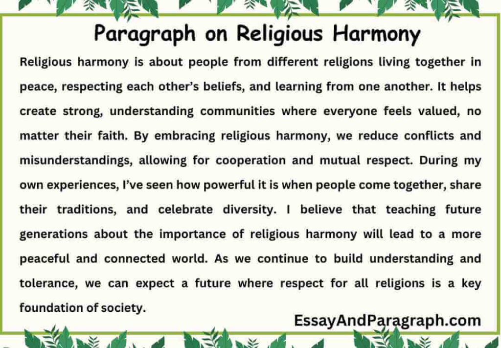 Paragraph on Religious Harmony