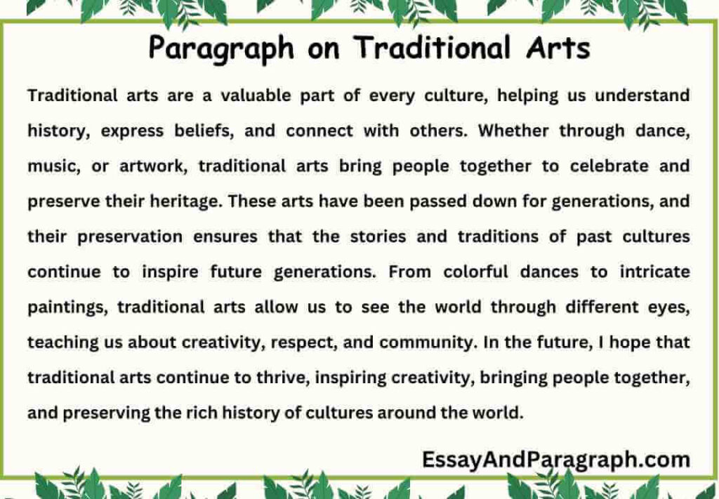 Paragraph on Traditional Arts