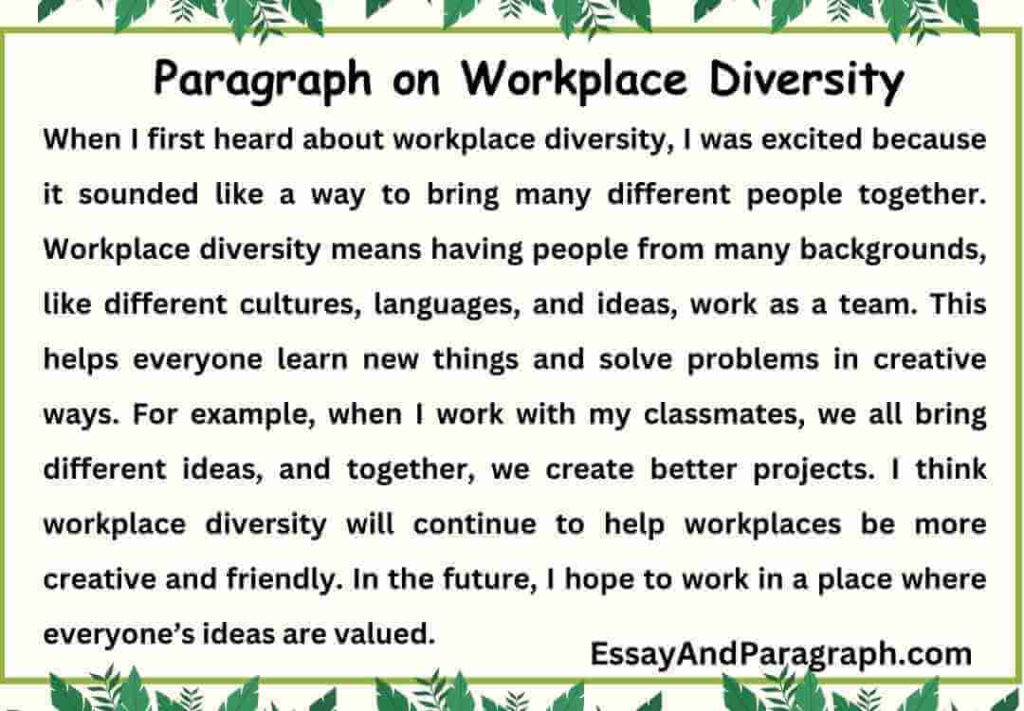 Paragraph on Workplace Diversity