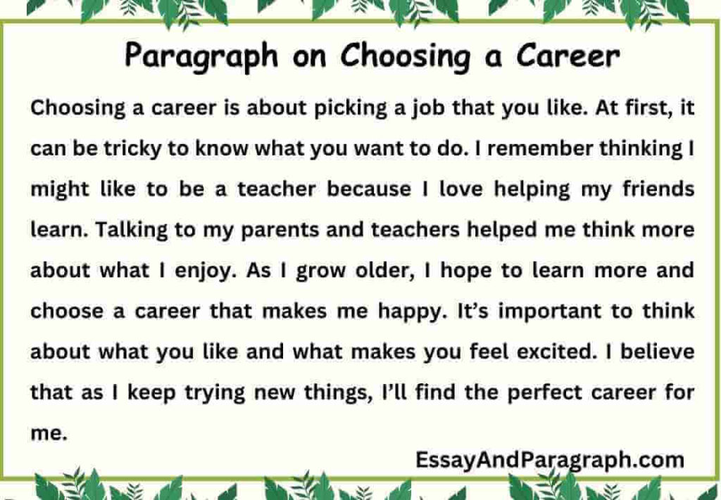 Paragraph on Choosing a Career