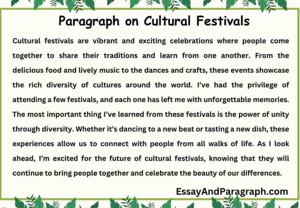 Paragraph on Cultural Festivals