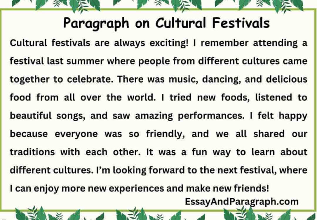 Paragraph on Cultural Festivals