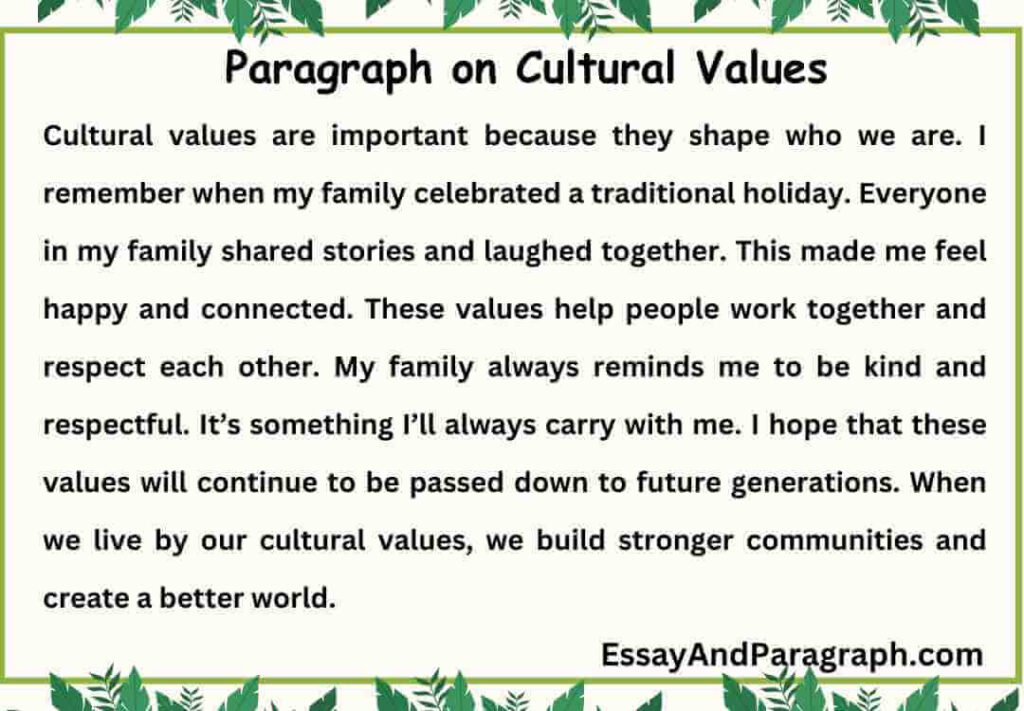 Paragraph on Cultural Values