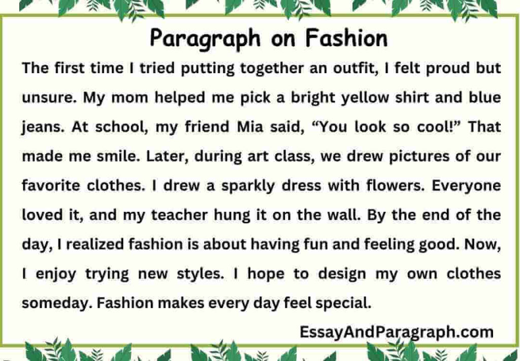 Paragraph on Fashion