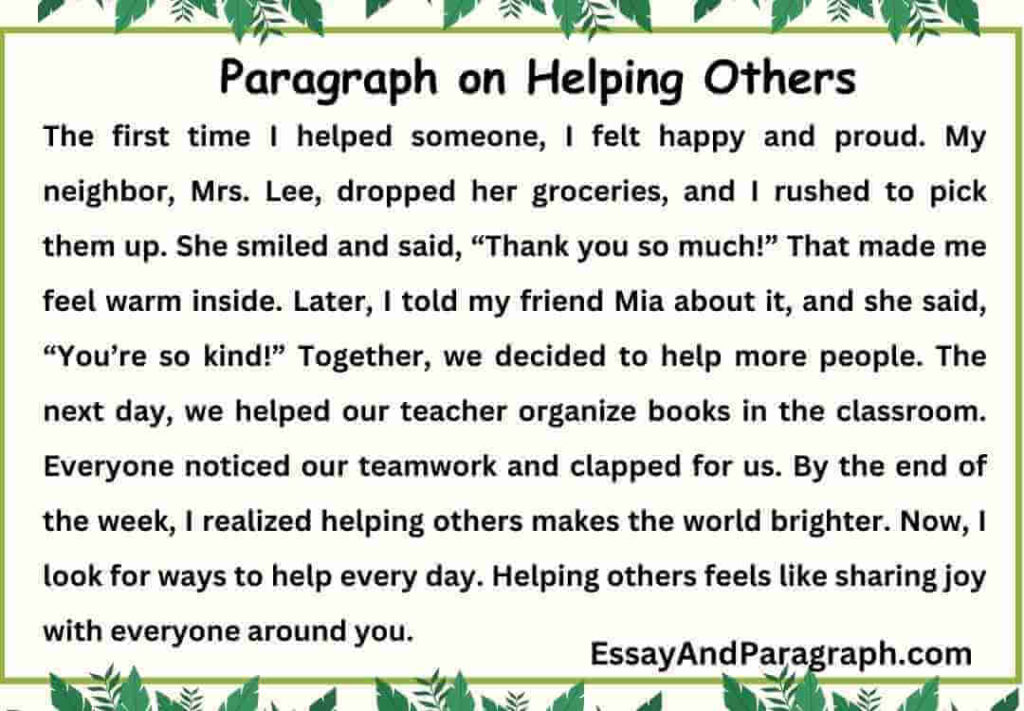 Paragraph on Helping Others