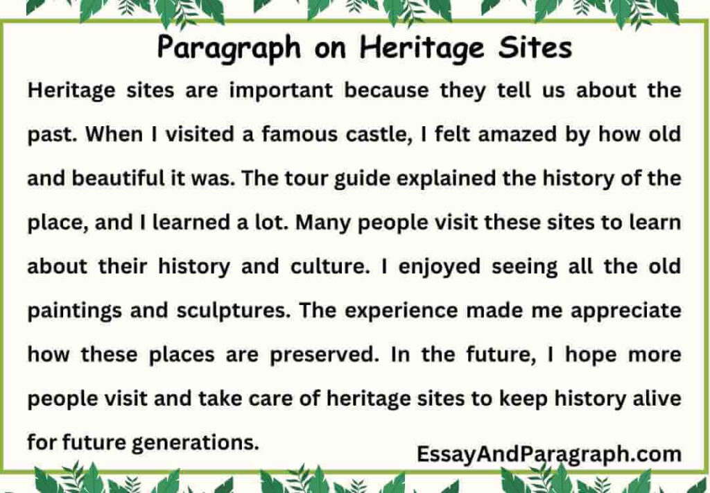 Paragraph on Heritage Sites