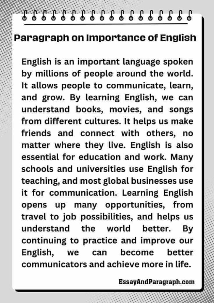 Paragraph on Importance of English