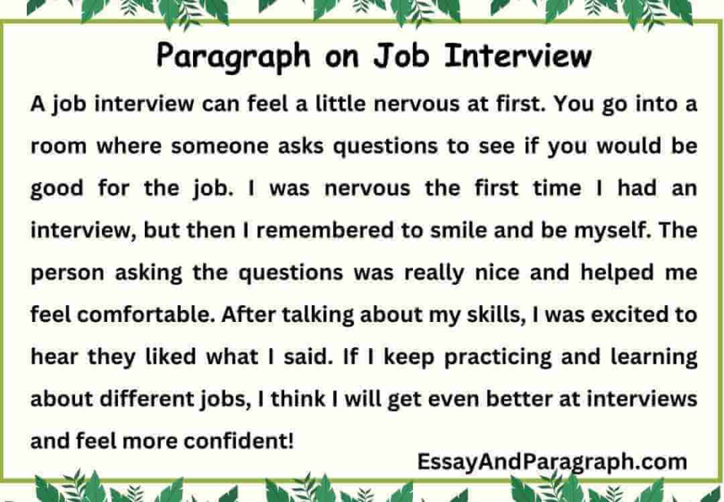 Paragraph on Job Interview
