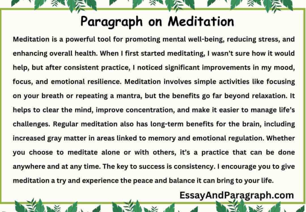 Paragraph on Meditation