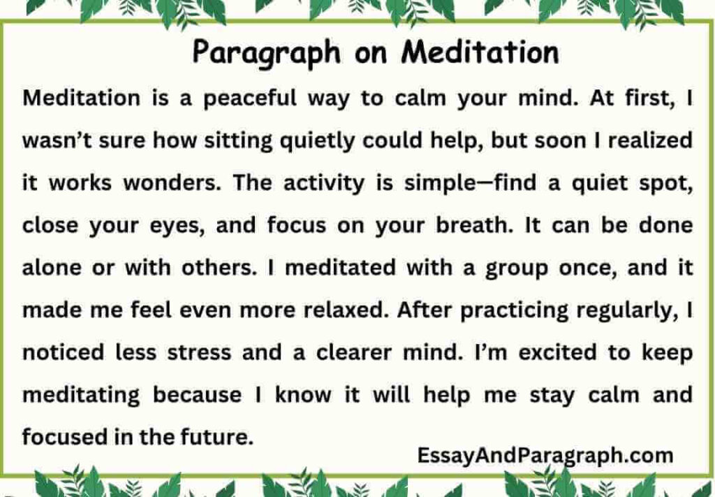 Paragraph on Meditation