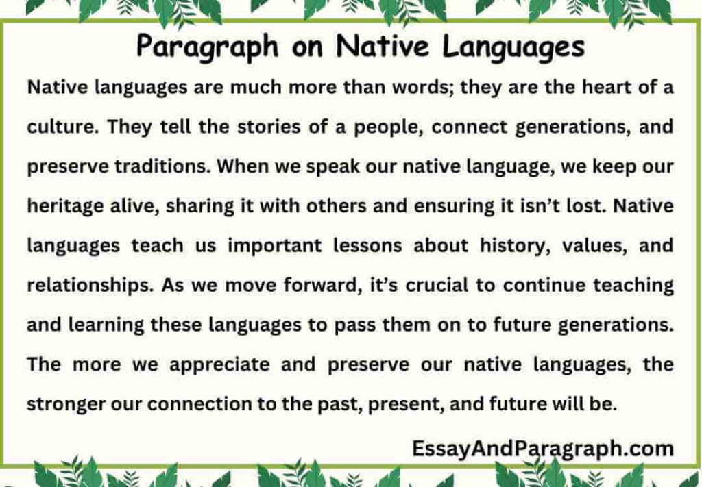 Paragraph on Native Languages