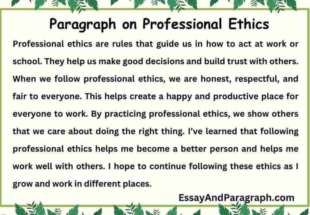 Paragraph on Professional Ethics