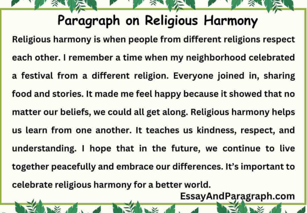 Paragraph on Religious Harmony