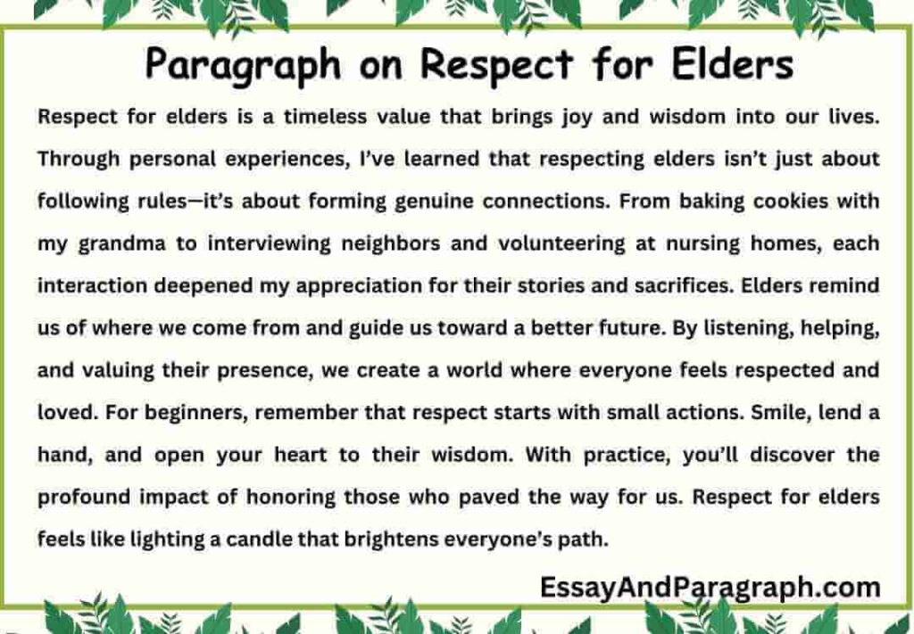 Paragraph on Respect for Elders