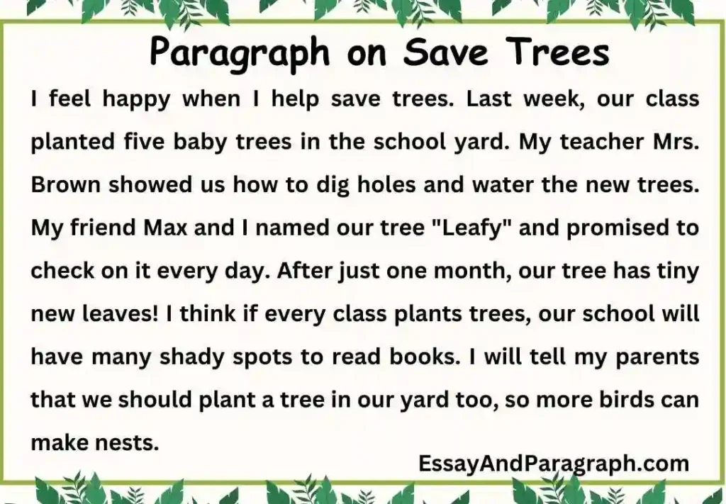 Paragraph on Save Trees