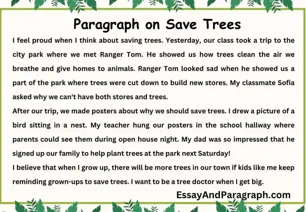 Paragraph on Save Trees