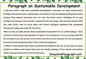 Paragraph on Sustainable Development [100, 150, 200, 250 And 300 words]