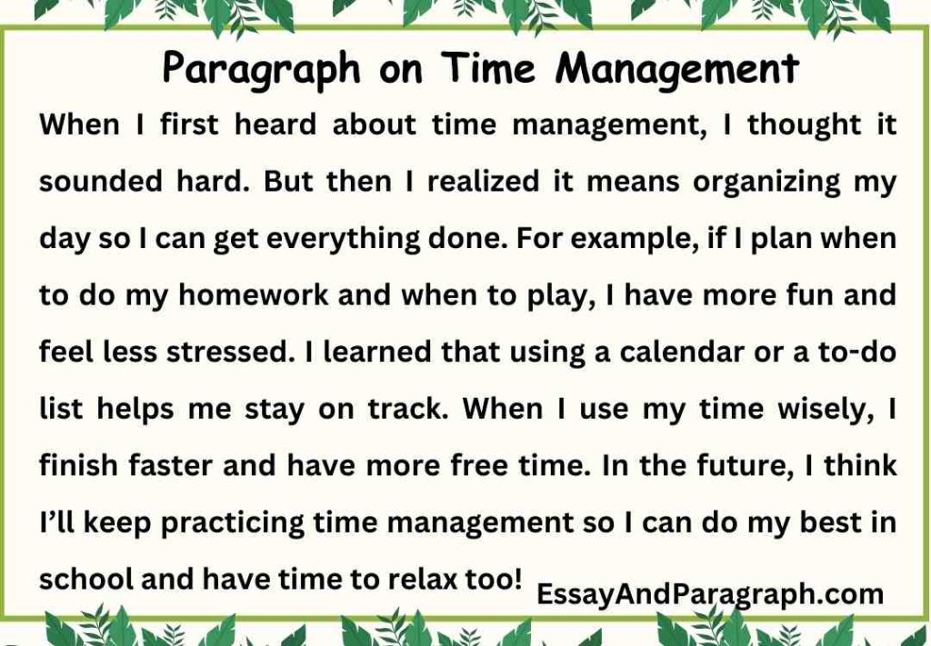 Paragraph on Time Management