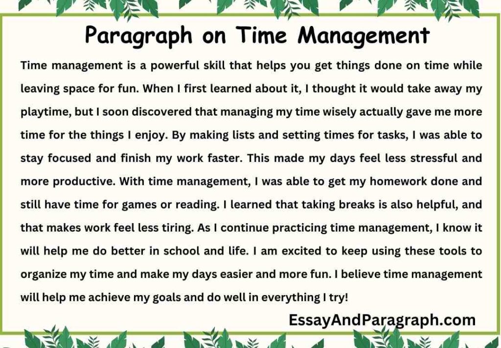Paragraph on Time Management