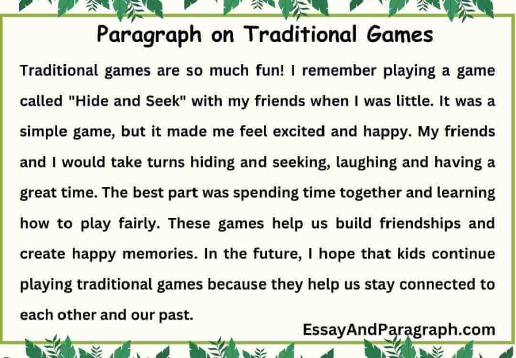 Paragraph on Traditional Games