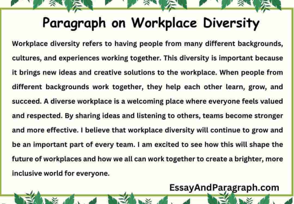 Paragraph on Workplace Diversity