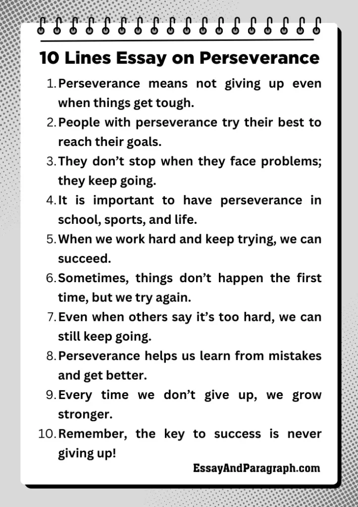 10 Lines Essay on Perseverance